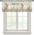 Easter Sheer Valances for Windows 60"x18", Light Filtering Kitchen Curtains by Unknown