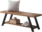 LVB Industrial Entryway Bench, Wood and Metal Storage Bench - Image 10