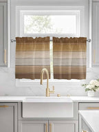 Vintage Brown Gradient Wood Grain Window Valance Curtains, Farmhouse Wood Barn by IDOWMAT
