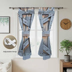 Farmhouse Wood Grain Bathroom Curtains 63 Inch Length, Window Curtains Tab Top - Image 5