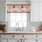 Ladybug Gnome Sheer Valance Curtains, Country Summer Rustic White Yellow Daisy - Image 2