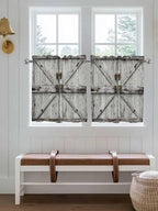 Vintage Gate Half Window Curtain 36 Inches Long, Farmhouse Wooden Grain Shabby - Image 4