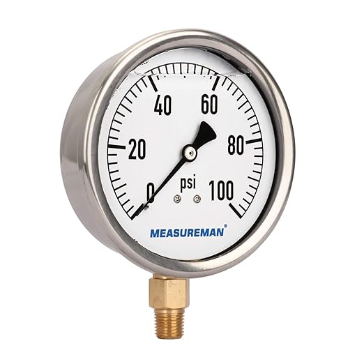 MEASUREMAN 4" Dial Size, Glycerin Filled Plumbing Pressure Gauge, Stainless - Image 2