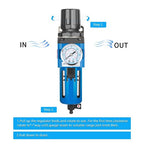 NANPU 1/2" NPT Compressed Air Filter Regulator Combo Piggyback, 5 Micron Brass - Image 2
