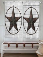 Vintage Farm Western Star Window Valance Curtains, 2 Panel - Image 2