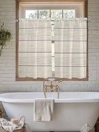 Vintage Country Wooden Board Window Valance Curtains, Gradient Wood Grain Line - Image 5