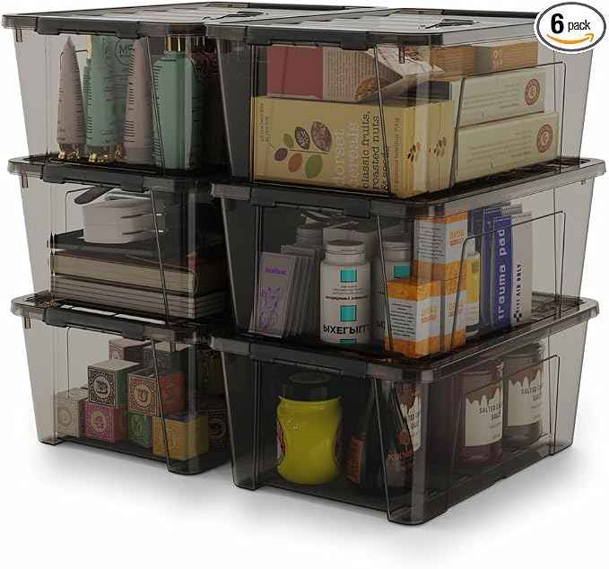 WYT 5-Quart Small Plastic Storage Container Bin