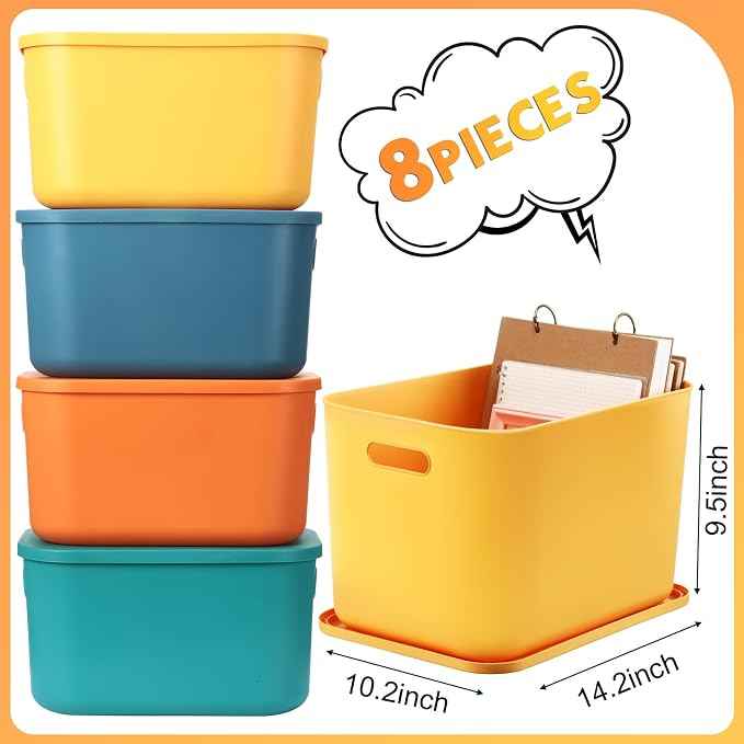 Hoolerry 8 Pieces Colorful Storage Bins