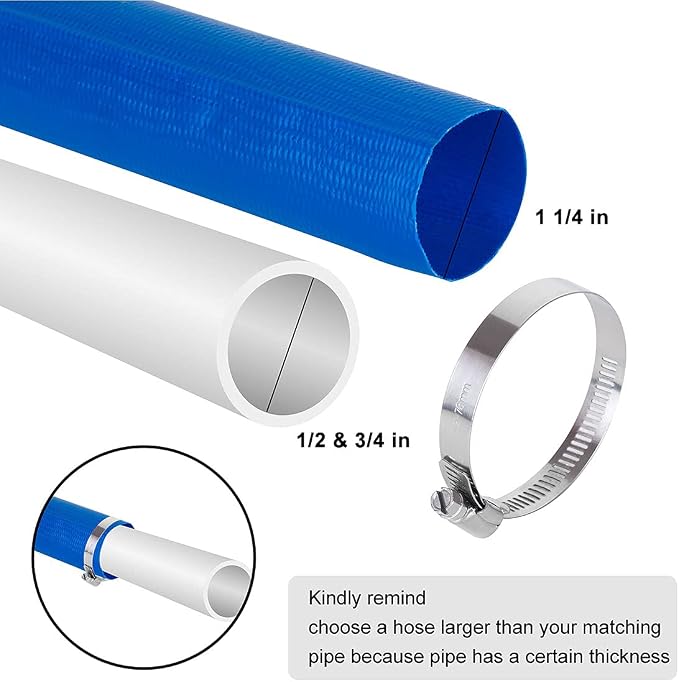 Eastrans 1-1/4'' x 50ft Blue PVC Lay-Flat Backwash Hose - Image 2