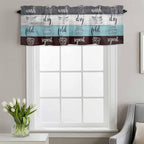 Laundry Rules Valances for Windows, Retro Blue White Wood Board Grain Kitchen - Image 2