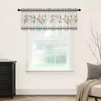 Blue Pink Floral Sheer Valance Curtains, Spring Summer Botanical Linen Black - Image 5