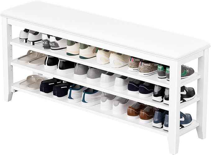 Shoe Bench Storage Rubberwood