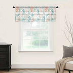 Teal Seahorse Starfish Sheer Valance Curtains, Summer Beach Coral Shell Board - Image 5