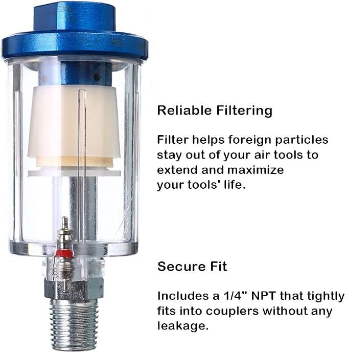 beduan Water Oil Separator Filter, 1/4" NPT Male and Female Thread Spray Gun - Image 2
