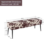 DUHOME Velvet Bench Ottoman, Upholstered Bedroom Benches Cow Print End of Bed