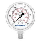 MEASUREMAN Pressure Gauge 1/4 NPT, 0-100psi/kPa Fully Stainless Steel Hydraulic by MEASUREMAN