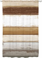 Sheer Curtains 63 Inch Length, Vintage Country Geometric Striped Privacy Voile by Unknown