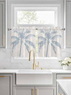 Summer Coconut Tree on Vintage Wood Grain Window Valance Curtains, Seaside - Image 2