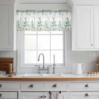 Eucalyptus Leaves Daisy Sheer Valance Curtains, Summer Farmhouses Flower Light - Image 2