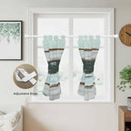 Blue Teal Kitchen Curtains 45 Inch Length, Short Cafe Window Curtains Tab Top - Image 5