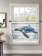 Sheer Curtains 54 Inch Length, Sea Turtle Blue Semi Sheer Curtains Light - Image 2