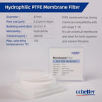 100 Pieces/Pack PTFE Disc Membrane Filters Hydrophilic 47mm Diameter 0.45µm - Image 2