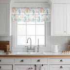 Teal Seahorse Starfish Sheer Valance Curtains, Summer Beach Coral Shell Board - Image 2