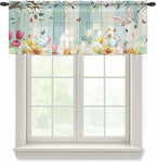 Easter Sheer Valances for Windows 42"x12", Light Filtering Kitchen Curtains by Unknown