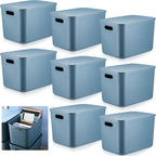 8 Pieces Storage Bins, 14.2 x 10.2 x 9.5 Inch, Blue