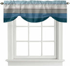 Blue Ombre Wooden Tie Up Valance Curtains by Unknown