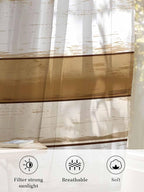 Sheer Curtains 54 Inch Length, Vintage Country Geometric Striped Privacy Voile - Image 6