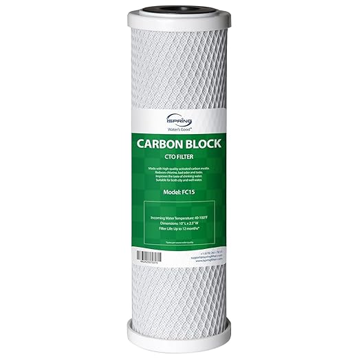 iSpring FC15 5 Micron 10" Replacement CTO Carbon Block Water Filter Cartridge by iSpring