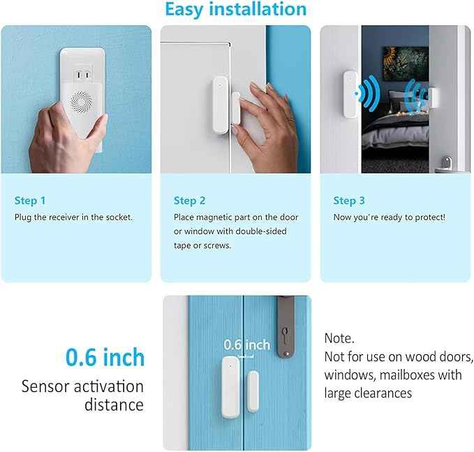 Wireless Door Sensor Chime, Door Open Alarm When Entry Business/Office/Store
