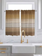 Vintage Brown Gradient Wood Grain Window Valance Curtains, Farmhouse Wood Barn - Image 3