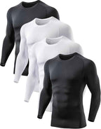 5 or 4 Pack Compression Shirts for Men Long Sleeve Athletic Base Layer