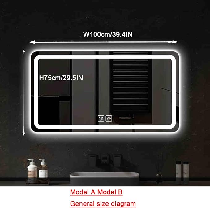 Bathroom Mirror with LED Lights，Illuminated Led Bathroom Mirror with Demister - Image 2