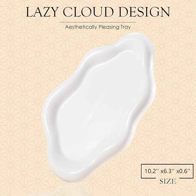 Ceramic Jewelry Tray Trinket Dish, Decorative Cloud Vanity Key Tray