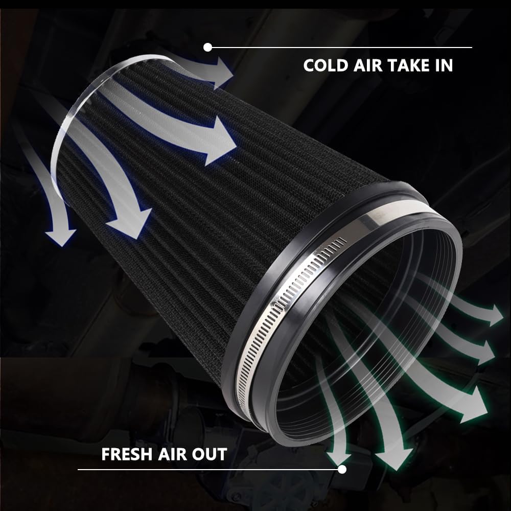 6" 152 mm High Flow Inlet Air Filter, Air Intake Cone Filter