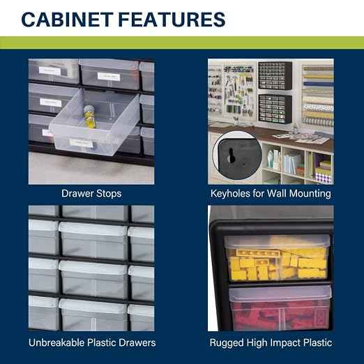 Akro-Mils 24-Drawer Plastic Storage Cabinet | 20" W x 6" D x 16" H | Black |