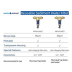 40 Micron Disc Spin Down Sediment Filter, Reusable ＆ Anti-Clog Whole House - Image 3