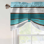 Turquoise Teal Tie Up Valance Curtains - Image 4