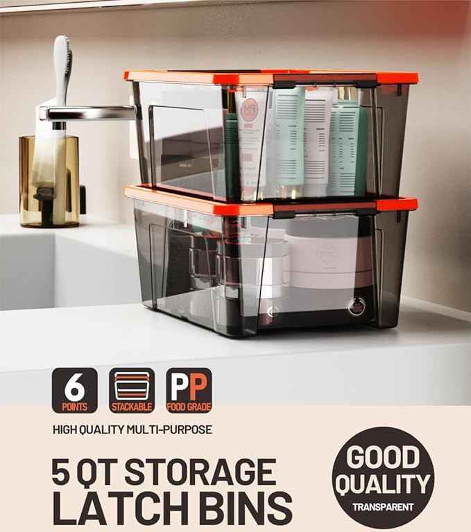 WYT 5-Quart Small Storage Container Bin