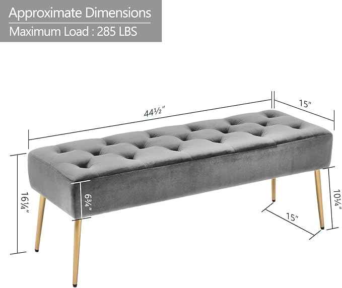 DUHOME Modern Velvet Ottoman Bench, Button-Tufted Upholstered Bedroom Benches