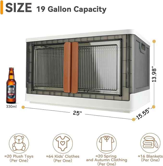 Storage Bin, Cabinet with Lids, Extra Large, Useful Box, 19 Gallon Capacity
