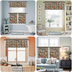 Spring Flowers Kitchen Curtain Set, Farmhouse Vintage Black Plaid Wood Grain - Image 7