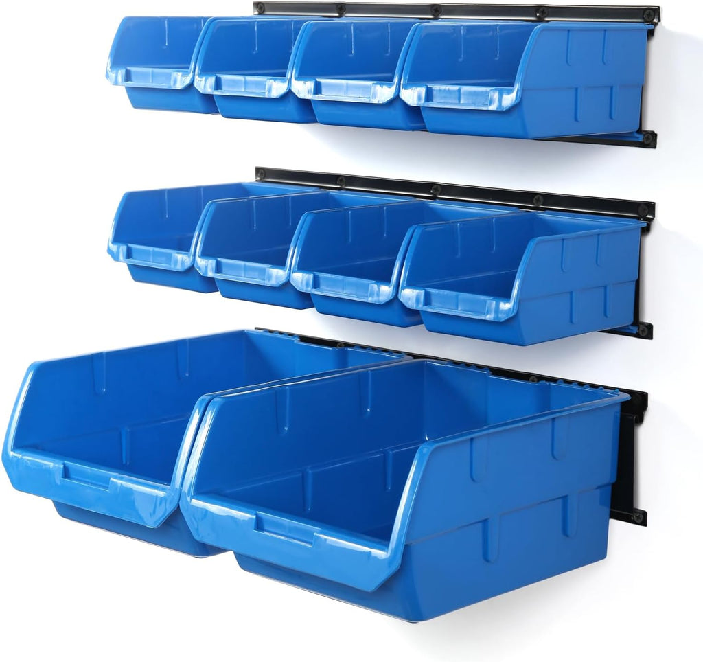 Wallmaster 10-Bin Wall Mounted Plastic Storage Bins Hanging Organizer