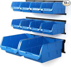 Wallmaster Wall Mounted Storage Bins, Wall Storage Bins Parts Rack 10 Bins&3