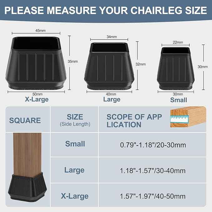 24PCS Square Chair Leg Floor Protectors