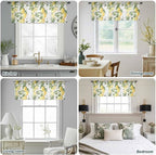 Spring Summer Lemon Sheer Valance Curtains, Leaf Flower White Wood Grain Light - Image 9
