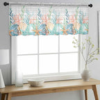 Summer Beach Sheer Valance Curtains, Ocean Colorful Coral Shell Seaweed - Image 3